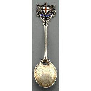 Vintage Sterling Silver London Souvenir Spoon Enamel Coat of Arms Made in Englan